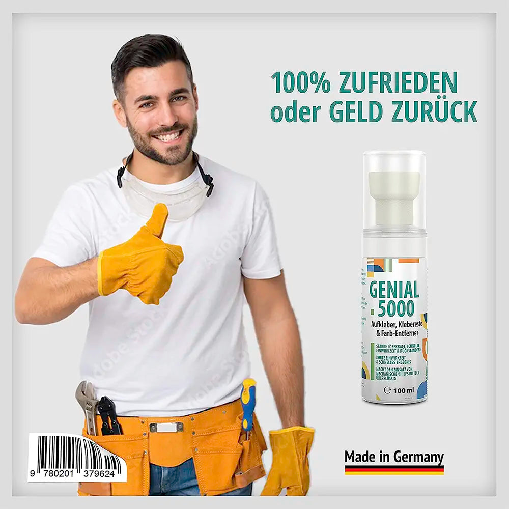 LABROTEC® Doppelpack - Genial 5000 Klebereste Entferner 250ml & leere 100ml Schaumträger Flasche zum umfüllen - für gezielte Entfernung von hartnäckigen Flecken & Kleber Hocheffektiver Etikettenlöser