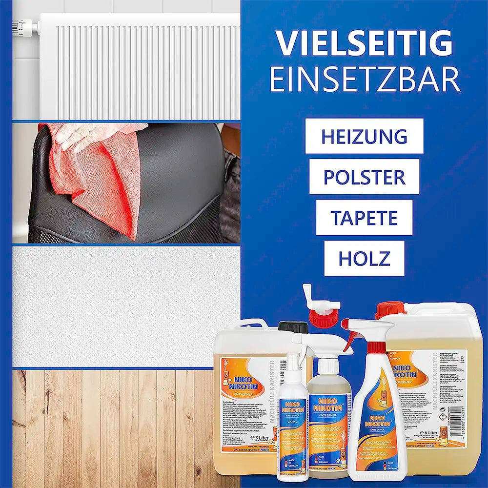 NIKO Nikotin®10L Kanister Profi Nikotinentferner I Kraftvoller Nikotin Entferner Reiniger I auch als effektiver Kunststoffreiniger gegen hartnäckige Vergilbung & Flecken