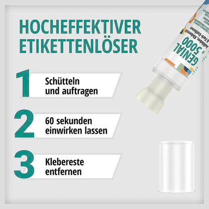 LABROTEC® Doppelpack - Genial 5000 Klebereste Entferner 250ml & leere 100ml Schaumträger Flasche zum umfüllen - für gezielte Entfernung von hartnäckigen Flecken & Kleber Hocheffektiver Etikettenlöser