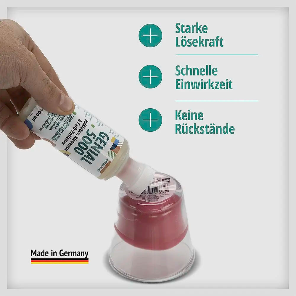 LABROTEC® Doppelpack - Genial 5000 Klebereste Entferner 250ml & leere 100ml Schaumträger Flasche zum umfüllen - für gezielte Entfernung von hartnäckigen Flecken & Kleber Hocheffektiver Etikettenlöser