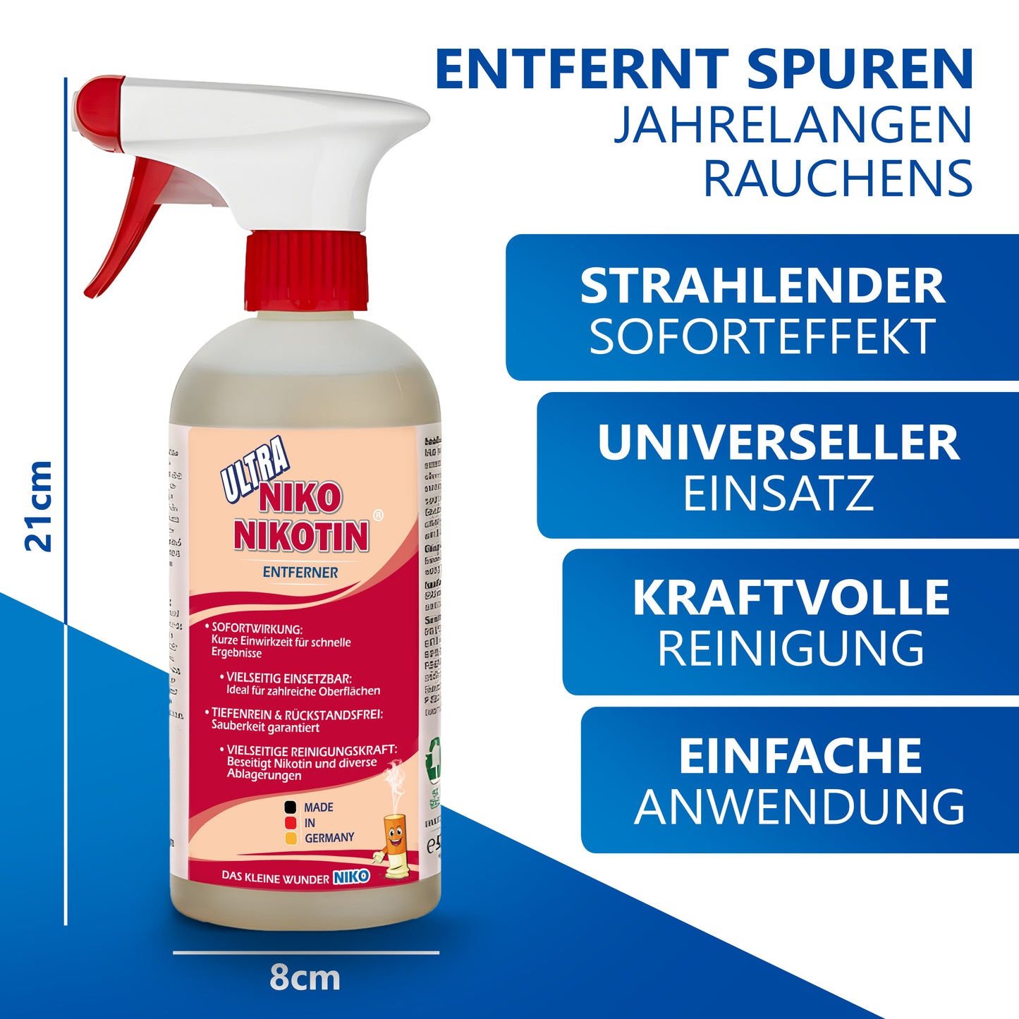 Hochkonzentrierter Nikotinentferner Ultra 2x500ml inkl. Reinigungstuch und Schwamm