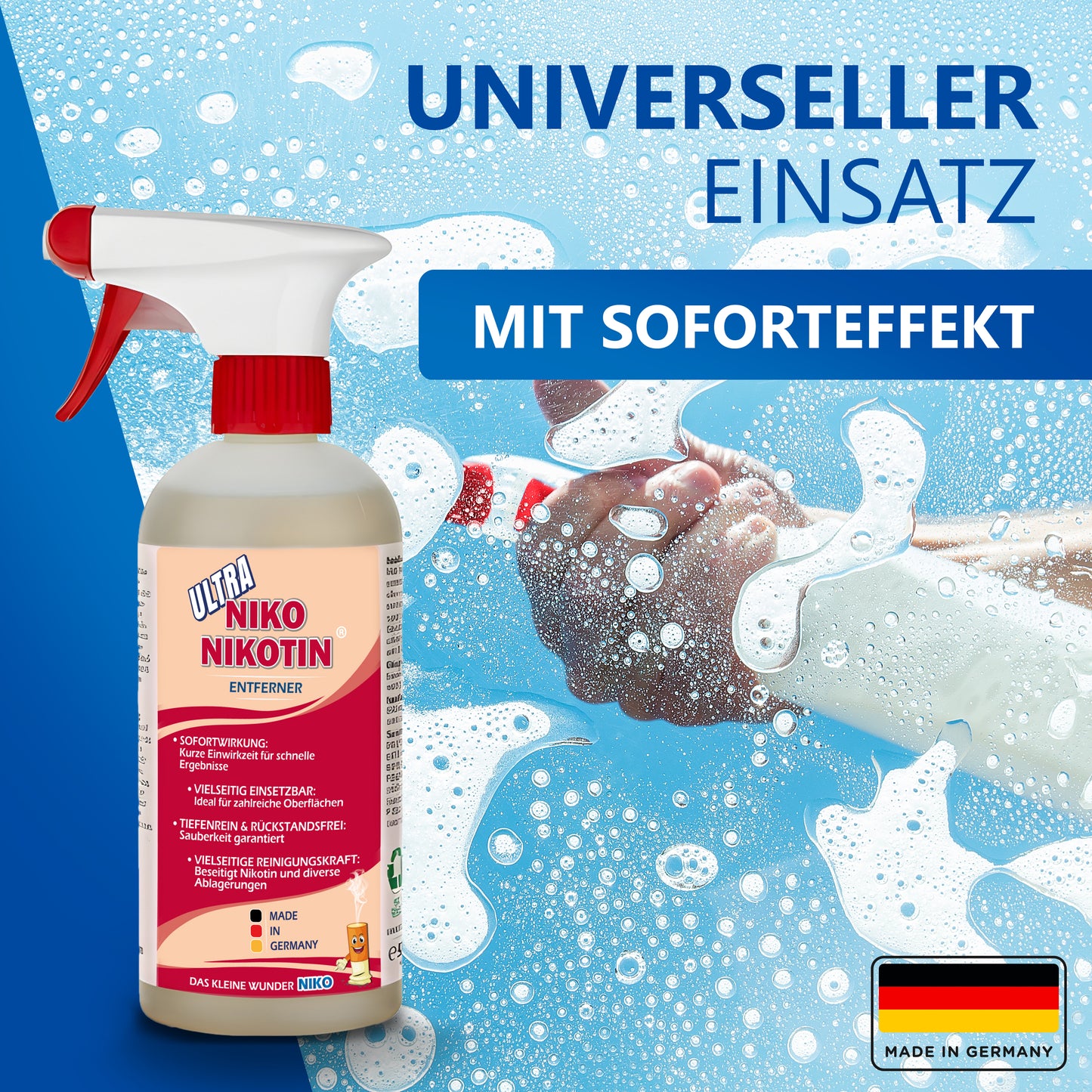Hochkonzentrierter Nikotinentferner Ultra 2x500ml inkl. Reinigungstuch und Schwamm