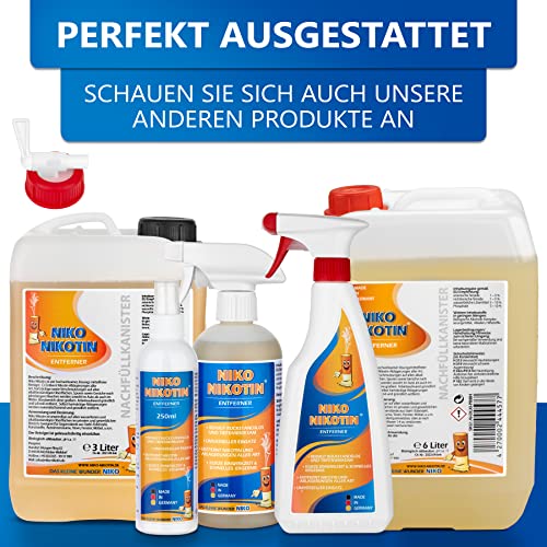 NIKO Nikotin® 1 Liter Profi Nikotinentferner Nachfüllflasche I Kraftvoller Nikotin Entferner Reiniger I auch als effektiver Kunststoffreiniger gegen hartnäckige Vergilbung & Flecken